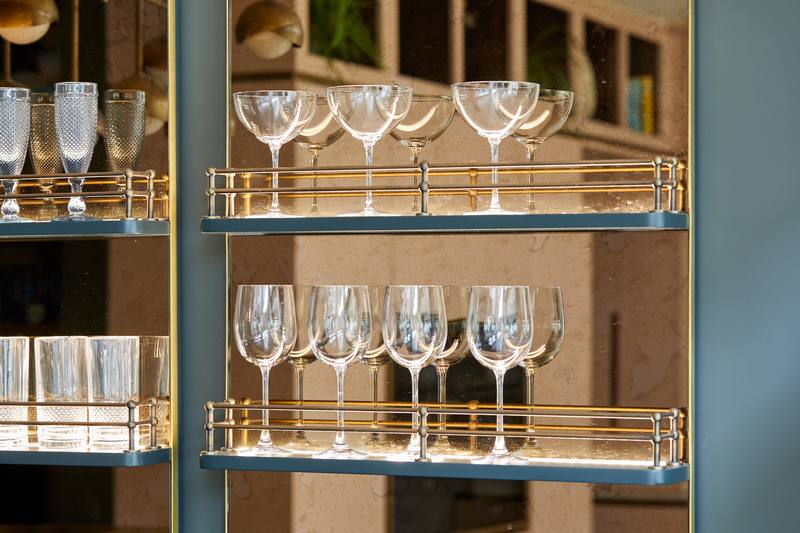 Brass & glass shelving
