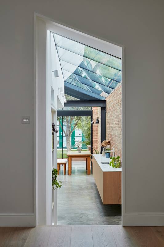 Glazed roof through the hall